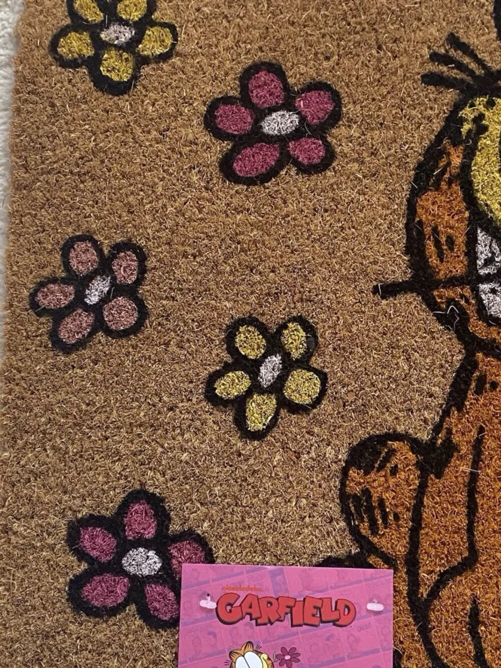 Garfield Spring Summer Flowers Welcome Outdoor Coir Door Mat 18” X 28” NEW‎